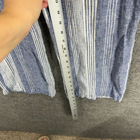 Old Navy Pants Women S Small Blue Striped High Rise Drawstring Chino Linen - Picture 5 of 8